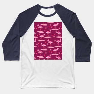 Valentine's Flamingo in Love burgundy Baseball T-Shirt